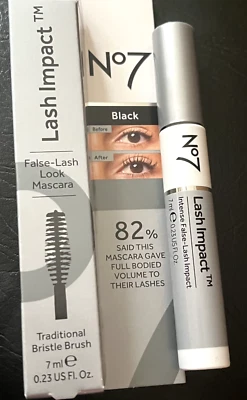 Boots No. 7 LASH IMPACT MASCARA New Look False Eyelash Volume BLACK New - Image 1 of 2