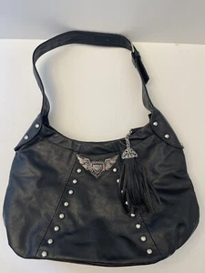 Bradford Exchange Leather Rock N Roll Sweetheart Rhinestone Heart Purse Adj Strp - Picture 1 of 10