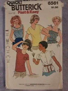 Butterick Fast & Easy 6533 Girls Tops Cut - Picture 1 of 3