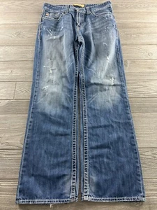 BIG STAR Buckle Pioneer Regular Bootcut Jeans 33R Dark Blue Whiskered Wash Boot - Picture 1 of 11