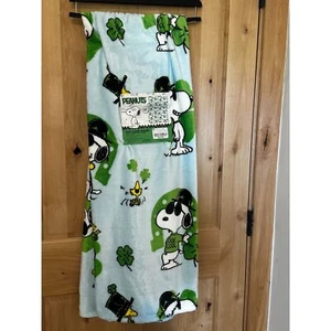 Peanuts Joe Cool Snoopy St Patty's Blue Soft Touch Throw 50x70 Inches NWT - Picture 1 of 3