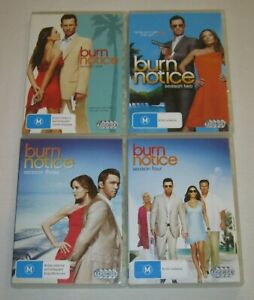 Burn Notice - Seasons 1, 2, 3, 4 - VGC - Region 4 - DVD - Lot