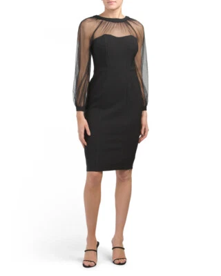 MAGGY LONDON Petite Dress With Sheer Illusion Sleeves (size 10P) - Image 1 of 2
