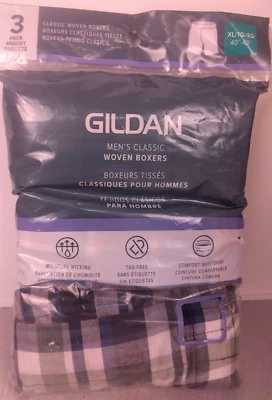 Gildan Men's 3 Pack Classic Plaid Woven Boxers Size XL - New.               (69) - Image 1 of 4