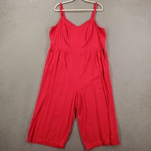 Torrid 3 Jumpsuit Womens 3X Pinkish Red Smocked Culotte Cropped Wide Leg - Picture 1 of 9