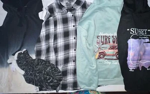 Womens 5pc Clothing Bundle Size L - Hoodies - Flannel - Picture 1 of 14