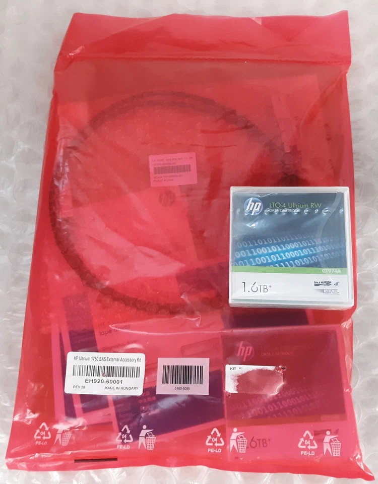HP Ultrium SAS External Accessory Kit 2x OEM LTO-4 1.6TB+SAS MIN-MIN Cable *NEW* - Image 1 of 4