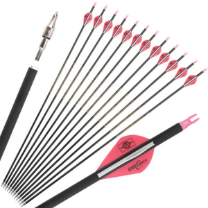 30" Pure Carbon Arrow SP350-600 Archery Recurve Bow Compoundbow Shooting Hunting - Picture 1 of 28