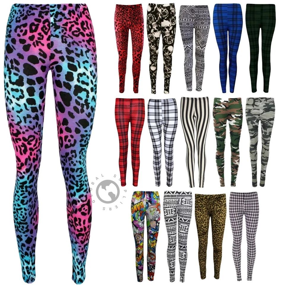 Mujer Estampada Leggings Damas Elásticos Suave Elástico Cintura Viscosa Reino Unido 8-26 Foto 1 de 1