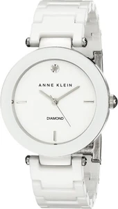 Timeless Women's Black Ceramic Watch with Polished Silver-Tone Case and Diamond - Picture 1 of 7