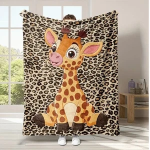 Carino Coperta Lancio Giraffa Bambino 30x40” – Morbido Peluche Stampa Leopardata Coperta Bambini - Foto 1 di 5