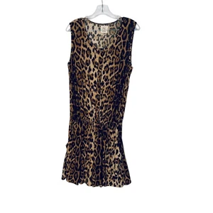 Grace & Emma XL Leopard Print Sleeveless Short Romper Pockets Elastic Waist - Picture 1 of 5