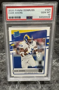 NFL 2020 Panini Donruss #325 Cam Akers PSA 10 GEM MT RC Rookie Los Angeles Rams - Picture 1 of 2