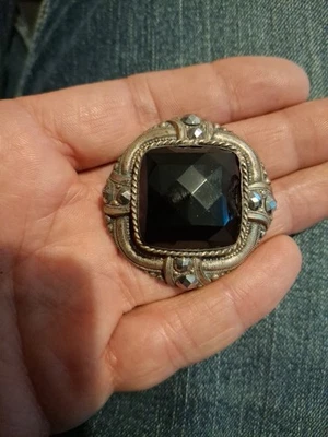 Gros Bouton Ancien Metal Et Verre  2 Eclats 44mm - Photo 1/4