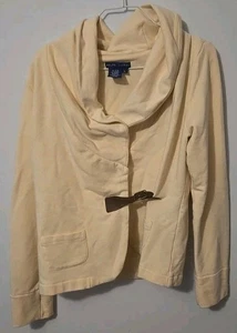 Ralph Lauren Women’s Shawl Collar Belted Cardigan Jacket L Beige Cream Soft Knit - Picture 1 of 8