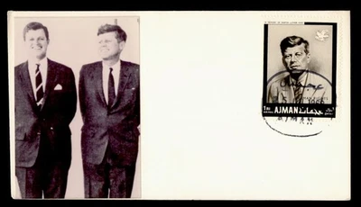 DR WHO 1968 AJMAN FDC JOHN F KENNEDY JFK HUMAN RIGHTS REAL PHOTO CACHET M56409 - Image 1 of 2