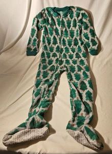 Carters Jungen 1 Stück Fleece Schlafanzug mit Füßen grün Weihnachtsbäume Größe 6/6A - Bild 1 von 5