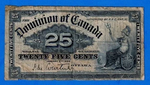 Canada 25 Cents 1900 DC-15a / P-9a " Shinplaster "  Circulated Note N#34 - Picture 1 of 3