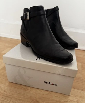Botines de cuero negro con cremallera - Mujer/Jóvenes - Talla 6 - Style & Co. Foto 1 de 4