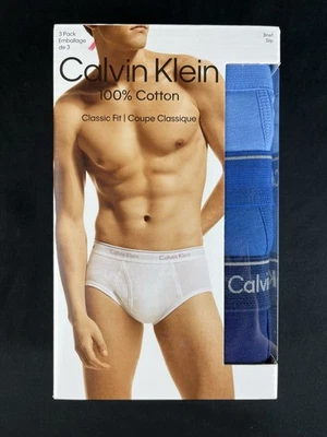 3 Pack Calvin Klein Men's Classic Fit Hip Brief Cotton Blue XL Brand New - Image 1 of 4