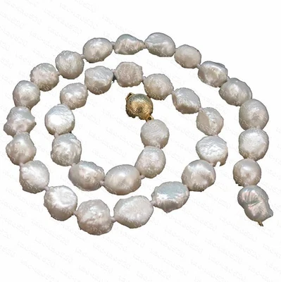 Natural 17" 12mm Elegante Barroco Blanco Renacido Keshi Perlas Collar c1455t Foto 1 de 4