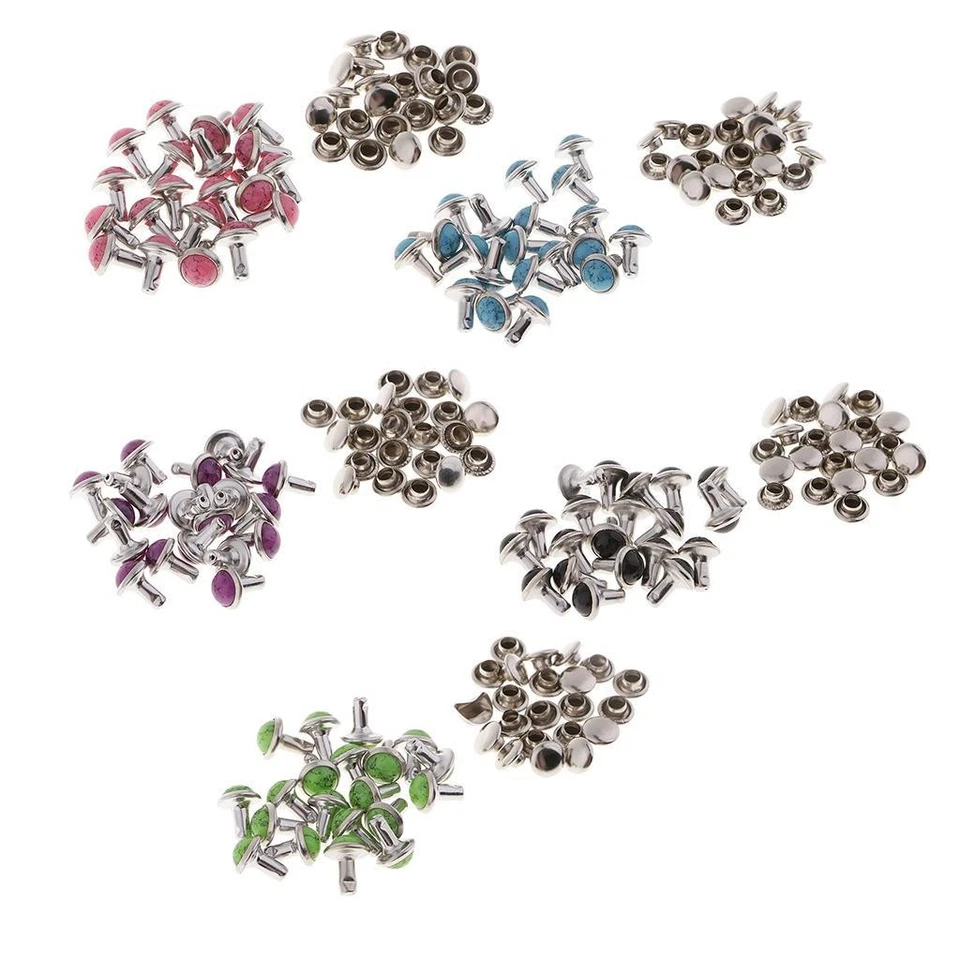 20 Sets Punk  Rivet Plastic Turquoise Beads Making Bracelets Jewellery 7mm - Image 1 of 1