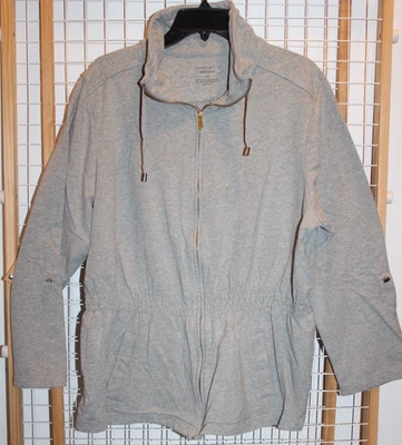 EUC женщин плюс Charter Club выходные молнии Anorak вдохновил куртка серый размер 3 X - Изображение 1 из 4