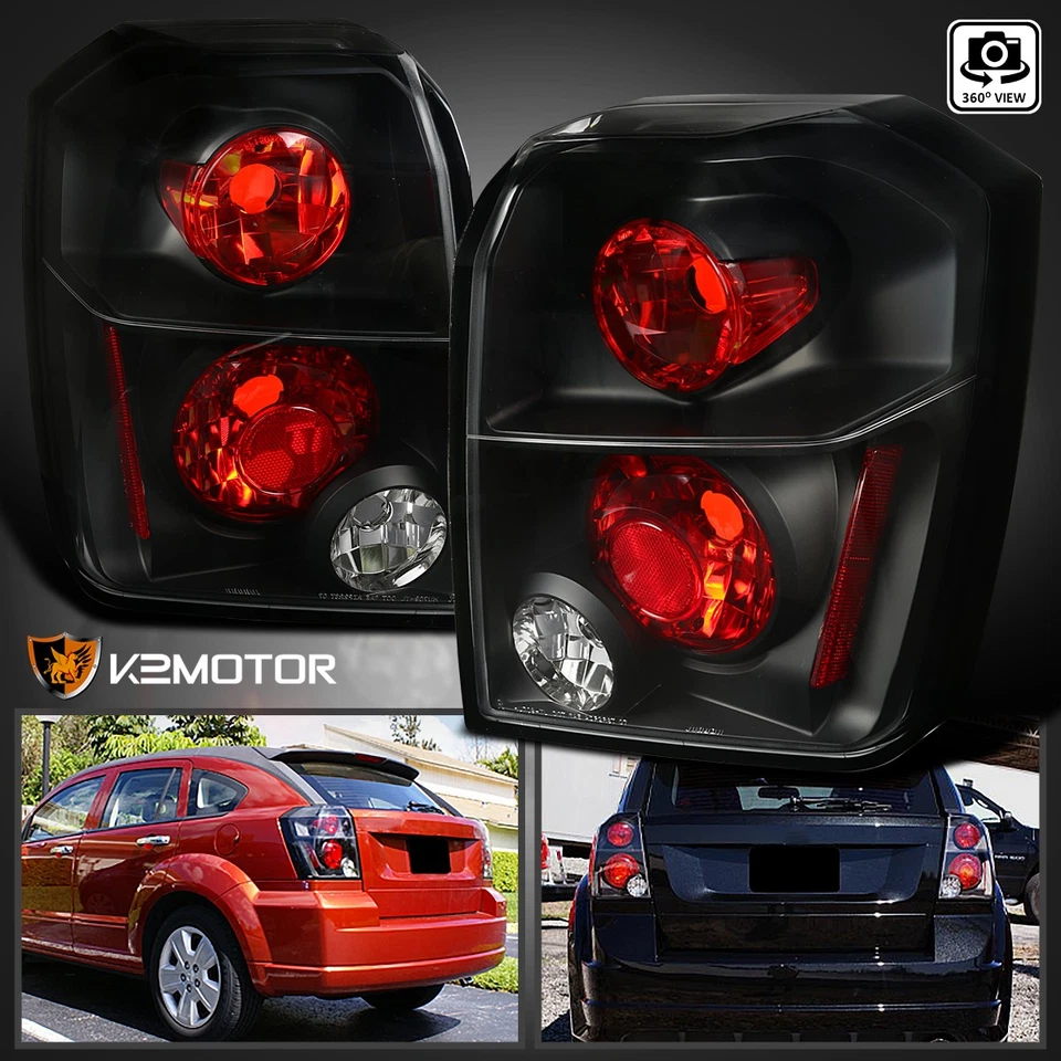 Black Fits 2007-2012 Dodge Caliber R/T SE SXT SRT4 Tail Lights Brake Lamps Pair Foto 1 de 4