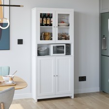190cm Credenza da cucina Armadietto Alto Libreria Portaoggetti da Terra a 4 Ante