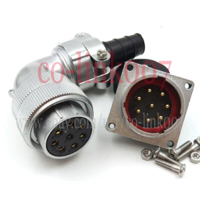 WF28 8Pin Waterproof Connector, 25A Wielded Aviation Bulkhead 90° Plug, IP67 - Image 1 of 4