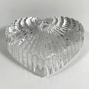 Elegant Waterford Crystal Heart-Shaped Ribbed Paperweight Clear Glass VTG 90s - Picture 1 of 7