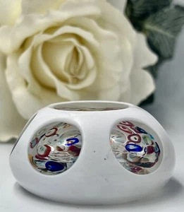 BEAUTIFUL MOTTLED, FACETED CUT BACK, WHITE OVERLAY TO CLEAR PAPERWEIGHT - 1940'S - Picture 1 of 8