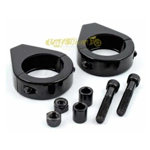 Soporte Negros Fijación señales de giro Sobre Horquillas 49mm cafe racer Custom - Imagen 1 de 1