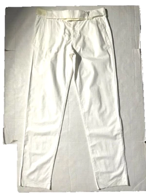 Pantalón vintage raro 2000 HELMUT LANG Archival Hombres Blanco Algodón Cinturón talla 52 Italia Foto 1 de 4