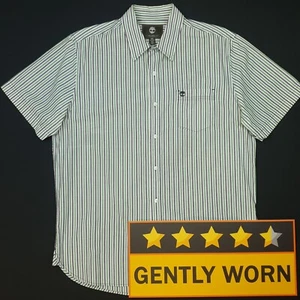 Timberland Shirt Summer VERY GOOD MEDIUM (RELAXED CHEST) Green Regular Striped - Picture 1 of 9
