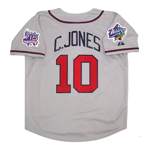 Chipper Jones Atlanta Braves 1999 World Series Grey Road Jersey Men's (S-3XL) Cover