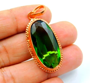 Handgefertigter Kupfer Designer Rosegold poliert Anhänger facettiert Hydro Peridot Quarz - Bild 1 von 7