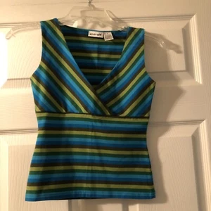 Womens Energie Stretch Tank Top W/ Blue Green Sweetheart Neckline Sz M Jrs Or XS - Picture 1 of 6