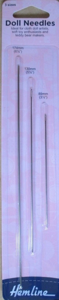 Saum Hand Nähen Puppe Nadeln Stofftier Teddybär Herstellung 3 Stück Packung mm H213 - Bild 1 von 1