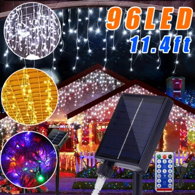 Solar Christmas Lights 96 LED 8 Modes Waterproof String Lights Xmas Wedding Deco - Image 1 of 4