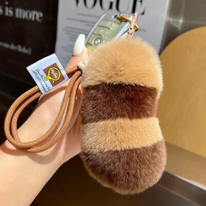 Cute Real Rabbit Fur Tail Keychain Kids Toys Bag Charm Car Phone Pendant Gift - Picture 1 of 15