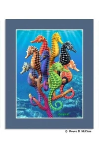 Seahorses Lenticular 3D Matted Picture Poster Print Wall Art Home Decor - Picture 1 of 2