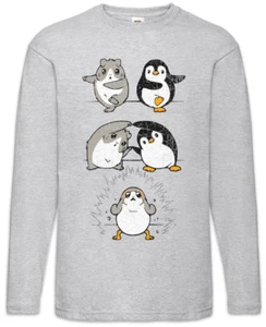 Porg Fusion Men Long Sleeve T-Shirt Star Fun Penguin Geek Nerd Wars - Picture 1 of 1