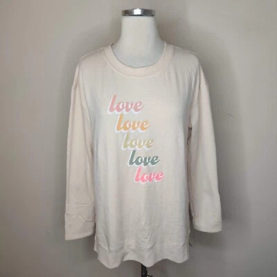 C&C California Sweatshirt Womens Medium Love Long Sleeve Fleece Lined Pullover - Image 1 of 4