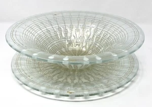 Higgins Mid Century Art Glass Platter & Bowl Classic Line White Gold - Picture 1 of 15