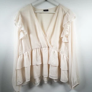 Blusa envolvente Peplum con volantes marfil tórrido manga larga probable talla 1 (14/16) - Imagen 1 de 6