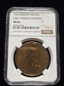 1936 Germany Bronze Medal GAD-15 Berlin Olympics NGC MS66 with Box (Z-0978) - Picture 1 of 6