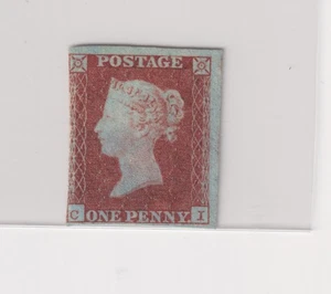GREAT BRITAIN #3 Penny Red red brown on bluish paper UNUSED  fine - Bild 1 von 2
