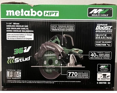 Metabo HPT 36V MultiVolt 7-1/4" Circular Saw High Power Torque Boost C3607DBQ4 - Image 1 of 4