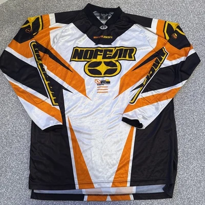 No Fear Motocross Shirt Jersey Large Orange Black MX Y2K Retro Dirtbike Mens - Image 1 of 4